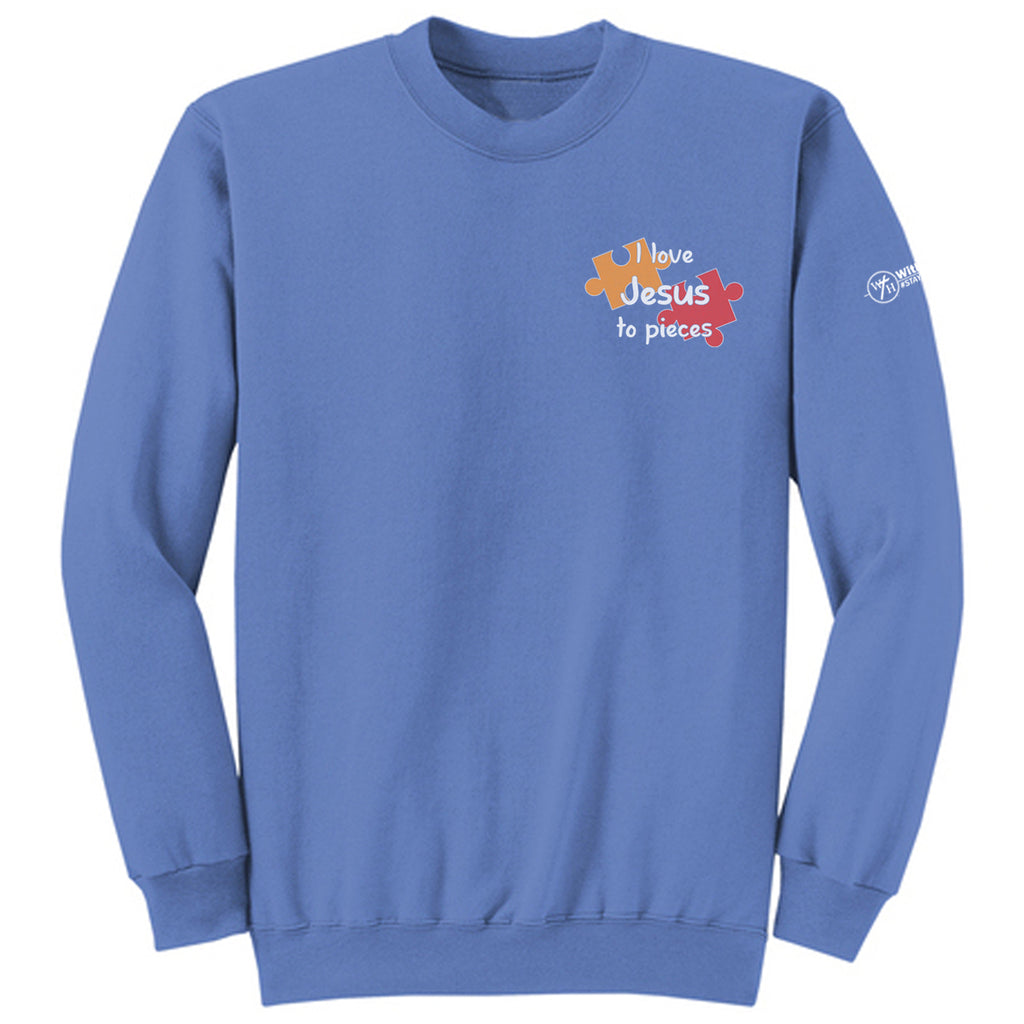 I love Jesus to pieces Adult Crewneck