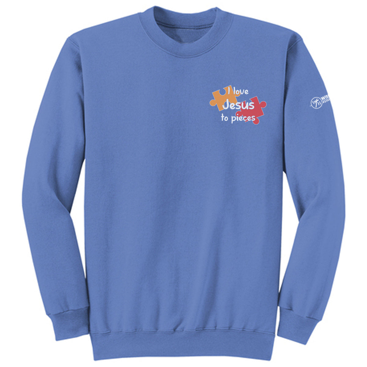 I love Jesus to pieces Adult Crewneck