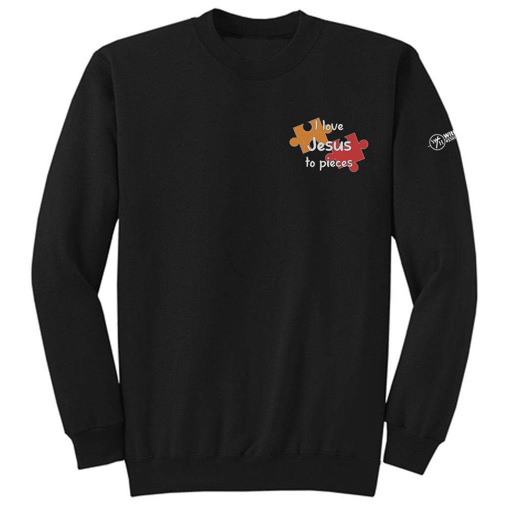 I love Jesus to pieces Adult Crewneck