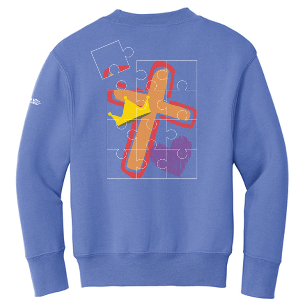 I love Jesus to pieces Youth Crewneck