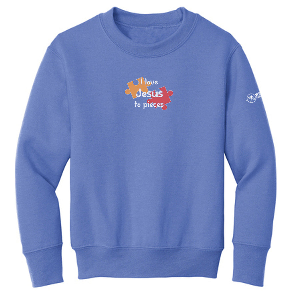 I love Jesus to pieces Youth Crewneck